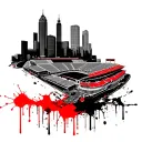 skyline of Lincoln Nebraska with Memorial stadium that flows to cornfields and transition to the Gulf of Mexico with Hou tattoo design idea