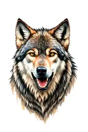 aggressive caucasian wolf tattoo design idea