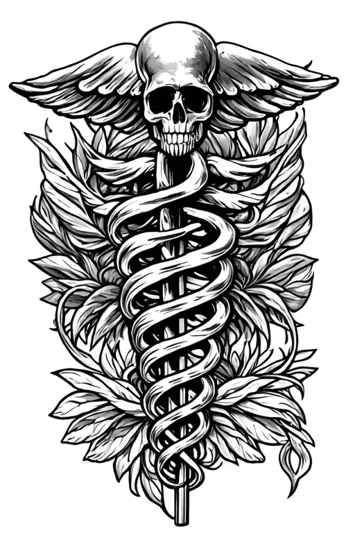 rod of Asclepius dentist themed tattoo tattoo design idea