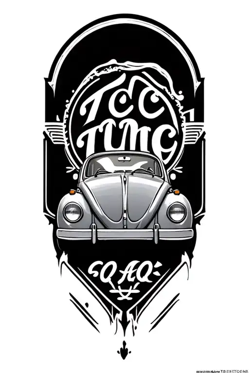 "TC MC" Volkswagen Beetle car tattoo design idea