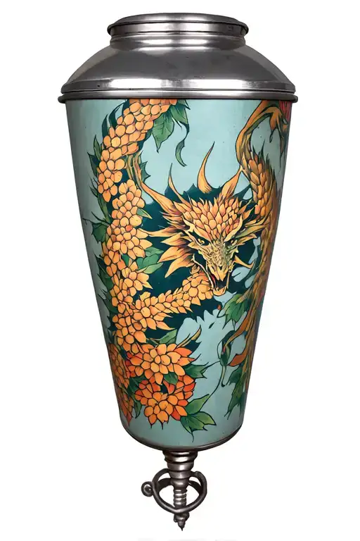 Gargoyle fermenter hops vines with barley tattoo design idea