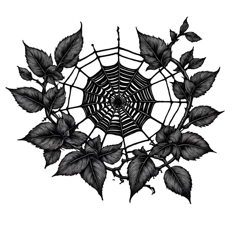 spider web tattoo  turning into a vine tattoo design idea