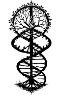 peace and lightining storm and time and nature.  double helix dna strand.  tree of life tattoo design idea