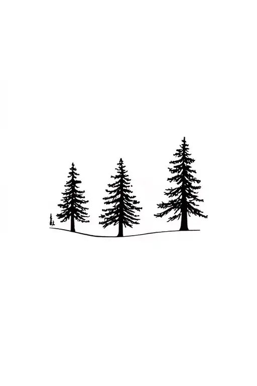 Douglas fir, redwood, and Norway pine trees tattoo design idea