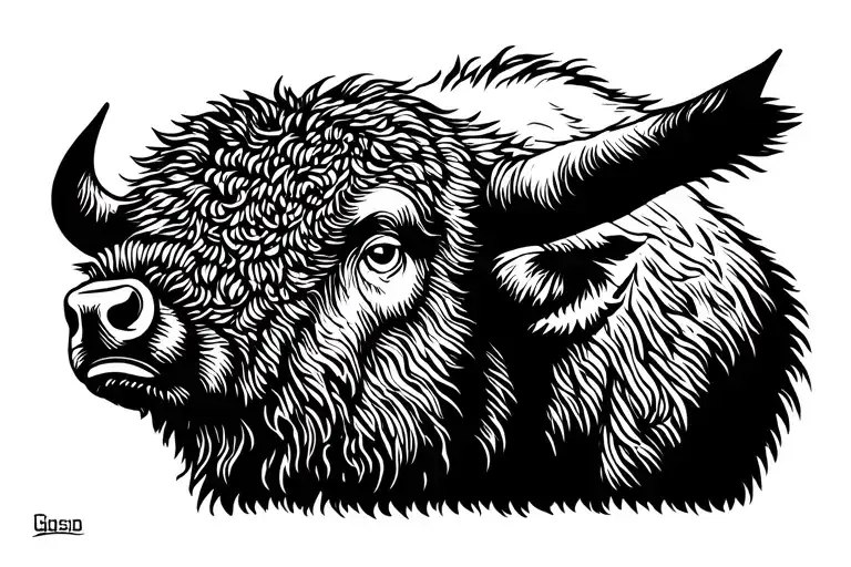 Bison head tattoo design idea