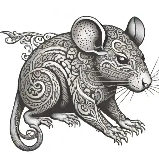 rat and mandala design featuring tattoo design idea