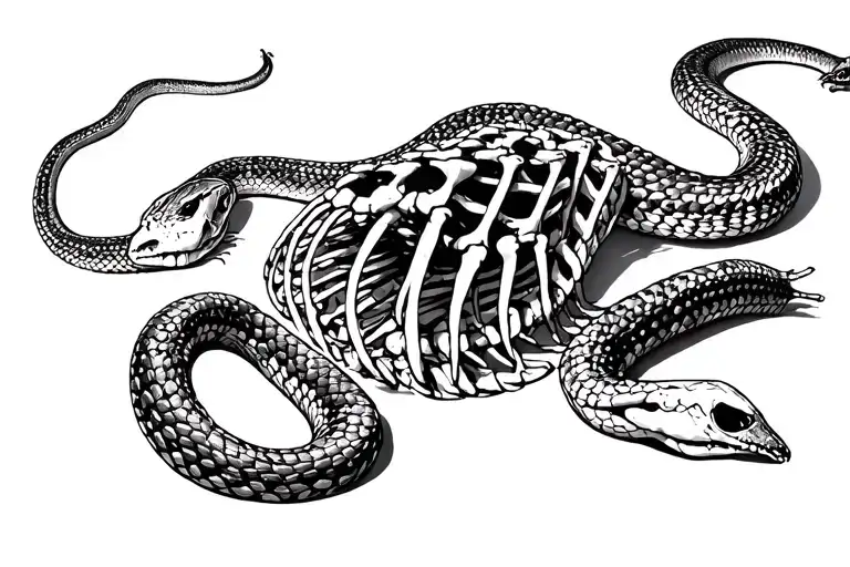 Skeleton of a snake and that indicates the skeleton of the entire snake with the fine and detailed lines tattoo design idea