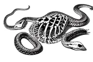 Skeleton of a snake and that indicates the skeleton of the entire snake with the fine and detailed lines tattoo design idea