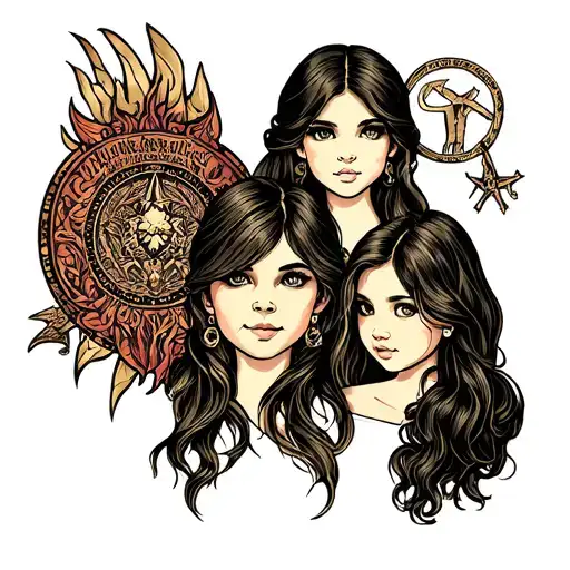 In memory of my daughter Kaylee and incorporating my daughters Cassandra and Ashley with protection symbols tattoo design idea