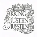 king Justin name written tattoo design idea
