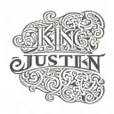 king Justin name written tattoo design idea
