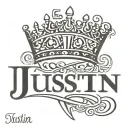 king Justin name written tattoo design idea