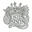 king Justin name written tattoo design idea