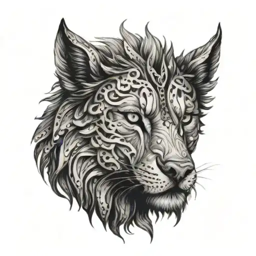 wolf-lion hybrid of thhe new age  tattoo design idea