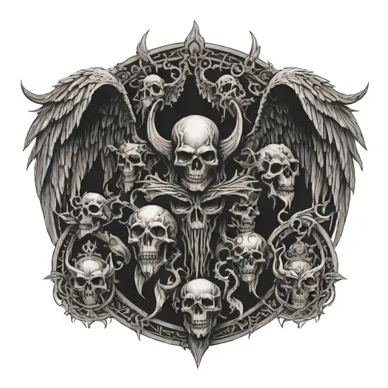 death angel love family strength courage bravery honor demon tattoo design idea