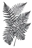 Monstera Deliciosa and Boston Fern Leaf tattoo design idea