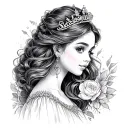 Alana in script with princess theme tattoo tattoo design idea