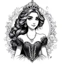 Alana in script with princess theme tattoo tattoo design idea