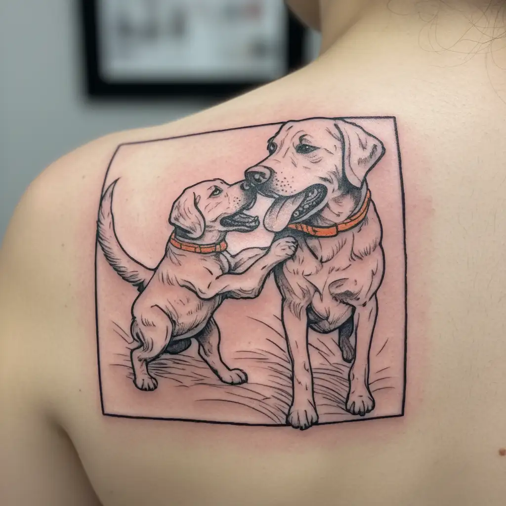 labrador retriever high five and heart tattoo design idea