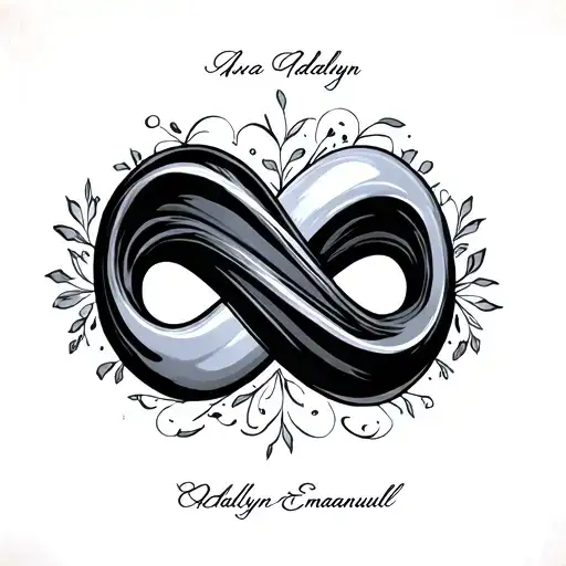 "Ava Adalyn Emmanuel" infinity sign tattoo design idea