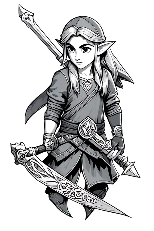 legend of Zelda and link tattoo design idea