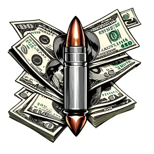 bullet and money tattoo design idea