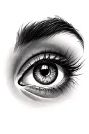 Eye without eyebrows tattoo design idea
