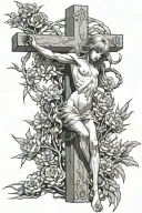 Ayanami Rei crucified on the cross tattoo design idea