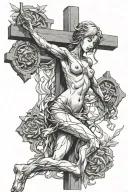 Ayanami Rei crucified on the cross tattoo design idea