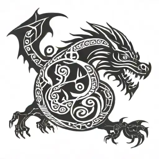 clover triskel symbol dragon merlin tattoo design idea