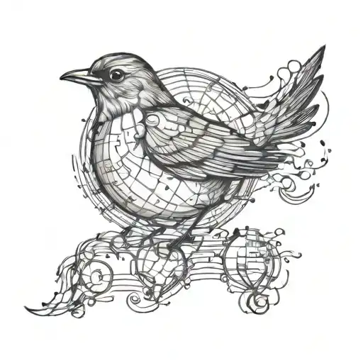 map of the world in the shape of a robin sitting tattoo design idea