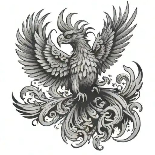 phoenix with outstretched wings tattoo design idea