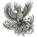 phoenix with outstretched wings tattoo design idea