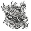 phoenix with outstretched wings tattoo design idea