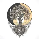 tree of life and sun and moon  tattoo design idea