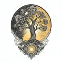 tree of life and sun and moon  tattoo design idea