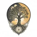 tree of life and sun and moon  tattoo design idea