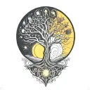 tree of life and sun and moon  tattoo design idea