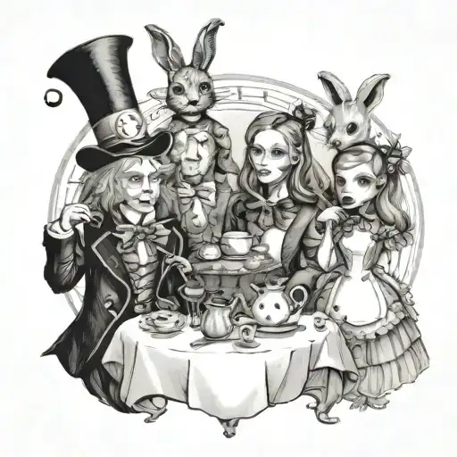 characters from the Alice in Wonderland tattoo design idea
