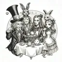 characters from the Alice in Wonderland tattoo design idea