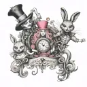 characters from the Alice in Wonderland tattoo design idea