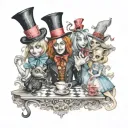 characters from the Alice in Wonderland tattoo design idea