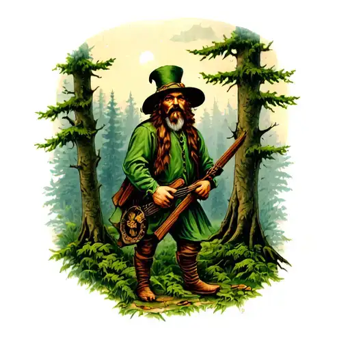 tom bombadil in the forest tattoo design idea