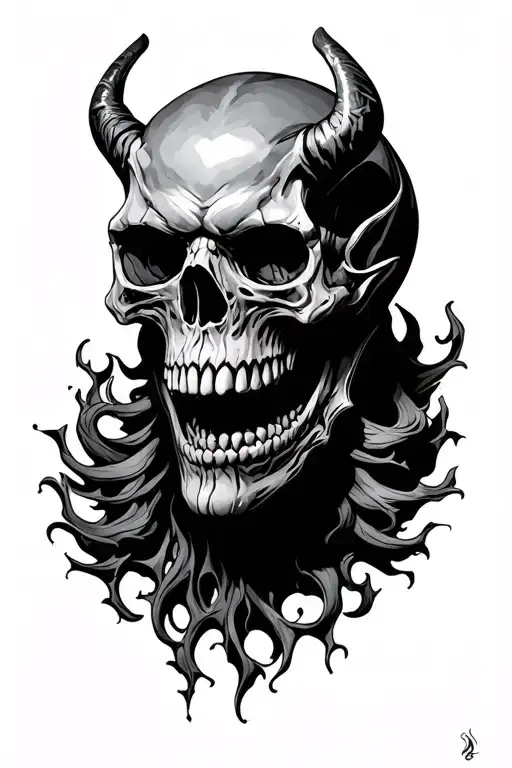 demon skull tattoo design idea