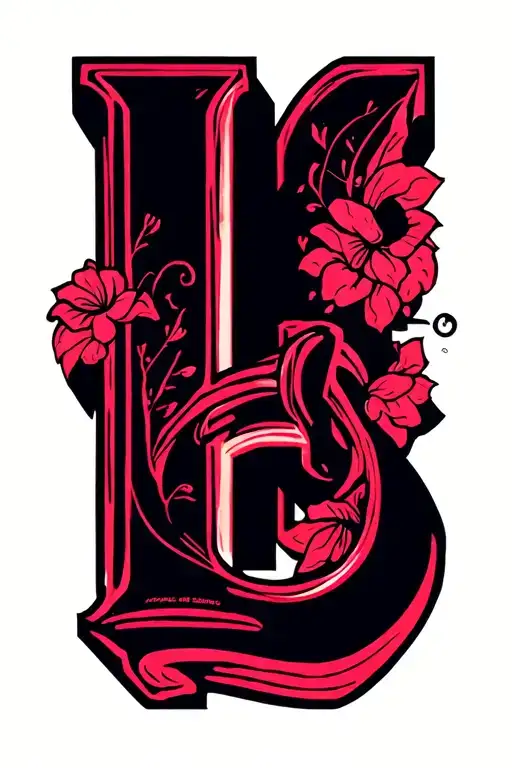 Letters L and with one line tattoo design idea