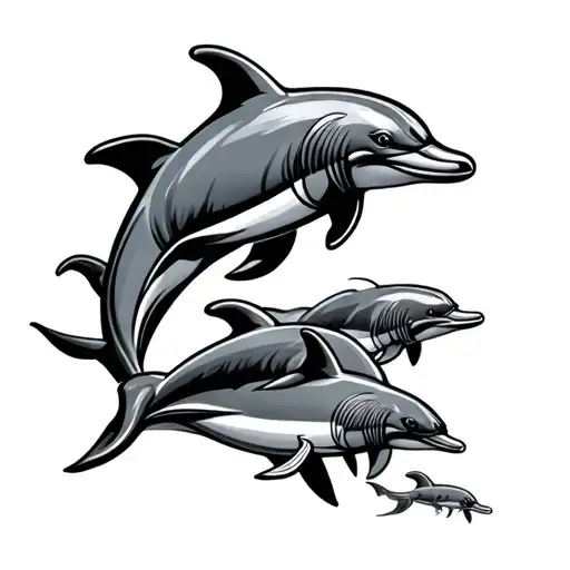 Dolphins Racing Family tattoo design idea