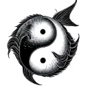 pisces zodiac sign yin and yang symbol tattoo design idea