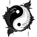 pisces zodiac sign yin and yang symbol tattoo design idea