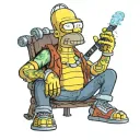 futurama bender with homer simpson smoking a backwood tattoo design idea