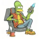 futurama bender with homer simpson smoking a backwood tattoo design idea